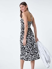 Roman Black Animal Print Stretch Bandeau Midi Dress - Image 3 of 5
