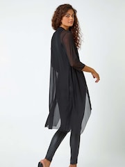 Roman 3/4 Sleeve Mesh Longline Kimono Blouse - Imagen 3 de 5