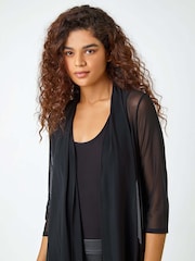 Roman 3/4 Sleeve Mesh Longline Kimono Blouse - Imagen 4 de 5