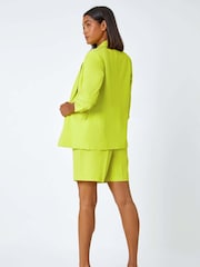 Roman Green Ruched 3/4 Sleeve Stretch Blazer - Image 3 of 5