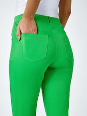 Roman Green Cropped Stretch Elastic Waist Denim Leggings - Image 5 of 5