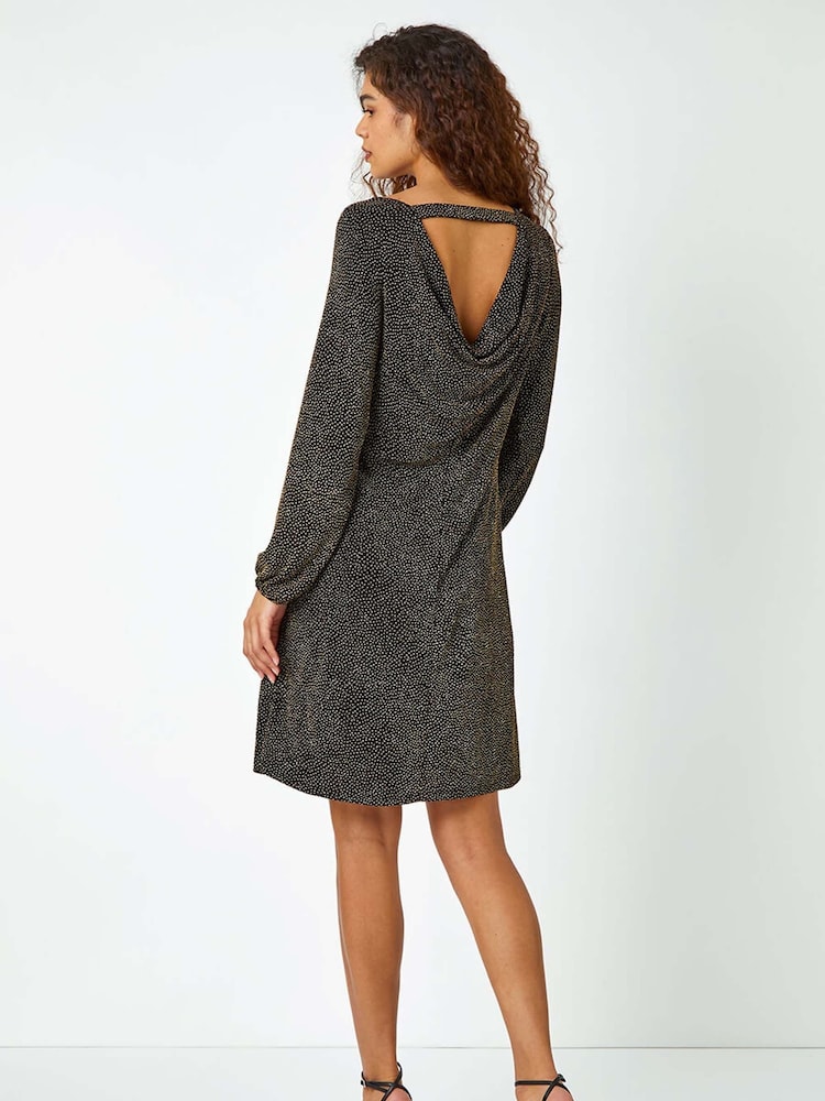 Roman Glitter Cowl Cutout Swing Stretch Dress - صورة 2 من 5