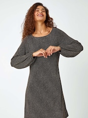 Roman Glitter Cowl Cutout Swing Stretch Dress - صورة 3 من 5