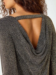 Roman Glitter Cowl Cutout Swing Stretch Dress - صورة 5 من 5