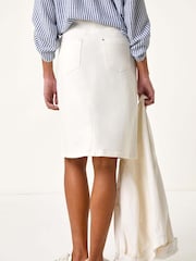 Roman White Cotton Denim Stretch A-Line Skirt - Image 3 of 5