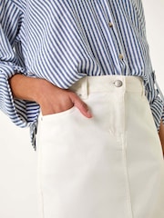 Roman White Cotton Denim Stretch A-Line Skirt - Image 5 of 5