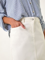 Roman Cream Cotton Denim Stretch A-Line Skirt - Image 6 of 6