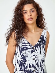 Roman Sleeveless V-Neck Palm Print Button Camisole - Imagem 4 de 5