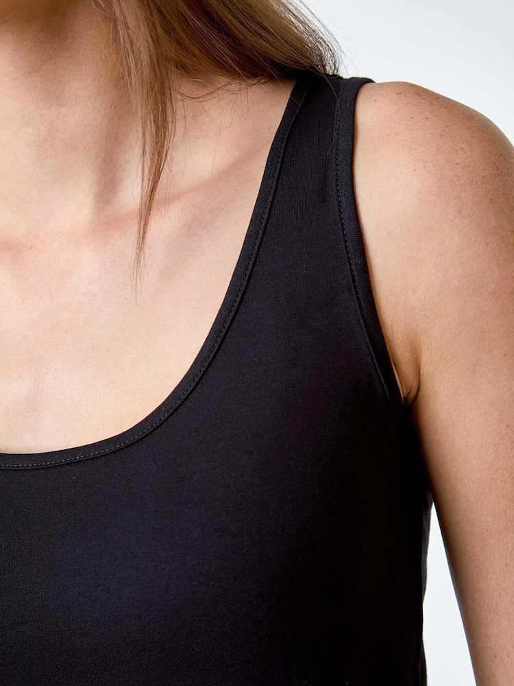 Roman Black Plain Stretch Jersey Vest Top - Image 5 of 5