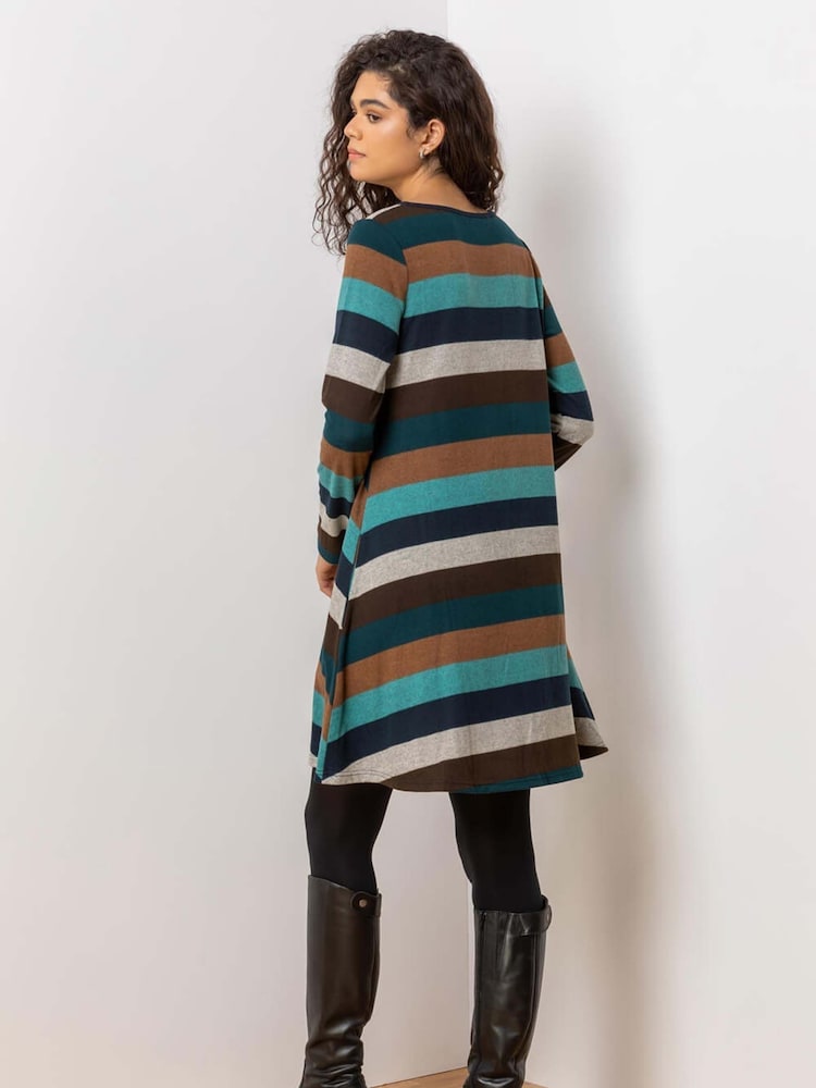 Roman Stripe Print Pocket Swing Dress - Imagen 2 de 4 Roman Stripe Print Pocket Swing Dress - Imagen 2 de 4