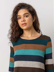 Roman Stripe Print Pocket Swing Dress - Imagem 4 de 4
