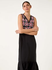 Roman Orange Sleeveless Crochet Fit & Flare Midi Dress - Image 2 of 5
