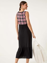 Roman Orange Sleeveless Crochet Fit & Flare Midi Dress - Image 3 of 5