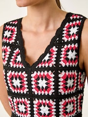 Roman Orange Sleeveless Crochet Fit & Flare Midi Dress - Image 5 of 5
