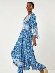 Roman Blue Paisley Print Frill Hem Maxi Dress - Image 2 of 5