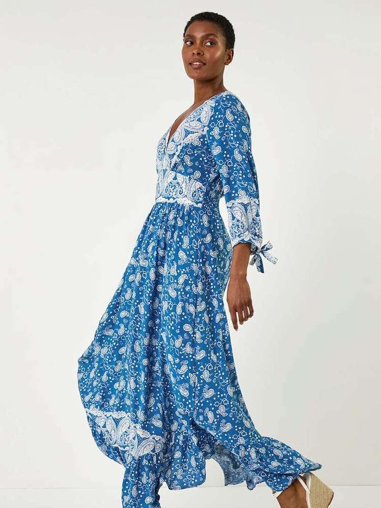 Roman Paisley Print Frill Hem Maxi Dress - Imagen 2 de 5 Roman Paisley Print Frill Hem Maxi Dress - Imagen 2 de 5