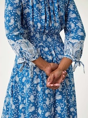 Roman Blue Paisley Print Frill Hem Maxi Dress - Image 5 of 5