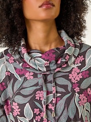 Roman Pink Floral Printed Roll Neck Blouse - Image 5 of 5