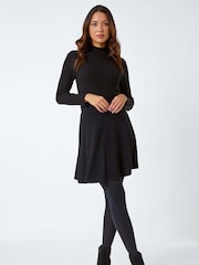 Roman Black Elastic Waist Stretch A Line Skater Skirt - Image 2 of 5