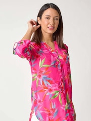 Roman Pink Floral Print Longline Blouse - Image 1 of 5