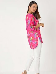 Roman Pink Floral Print Longline Blouse - Image 2 of 5