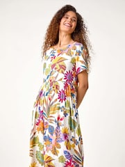 Roman Green Floral Print Cotton Midi Dress - Image 2 of 5