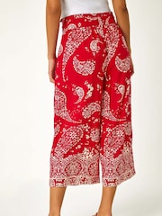 Roman Paisley Print Wide Leg Cropped Trousers - Slika 4 iz 5