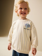 Ecru Elephant Striped All-Over Print Crew Neck Sweatshirt (3mths-7yrs) - Image 1 of 8