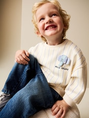 Ecru Elephant Striped All-Over Print Crew Neck Sweatshirt (3mths-7yrs) - Image 2 of 8