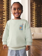 Sage Green Breakfast Print Crew Neck Sweatshirt (3mths-7yrs) - Image 1 of 9