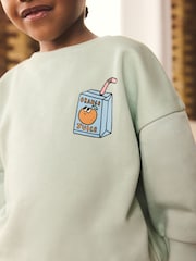 Sage Green Breakfast Print Crew Neck Sweatshirt (3mths-7yrs) - Image 4 of 9