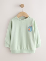 Sage Green Breakfast Print Crew Neck Sweatshirt (3mths-7yrs) - Image 6 of 9