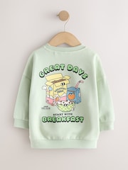 Sage Green Breakfast Print Crew Neck Sweatshirt (3mths-7yrs) - Image 7 of 9