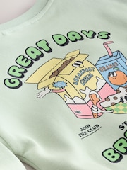 Sage Green Breakfast Print Crew Neck Sweatshirt (3mths-7yrs) - Image 8 of 9