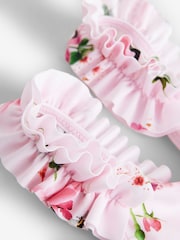 Baker by Ted Baker Pink Floral Frill Peplum Swimsuit - Image 3 of 6