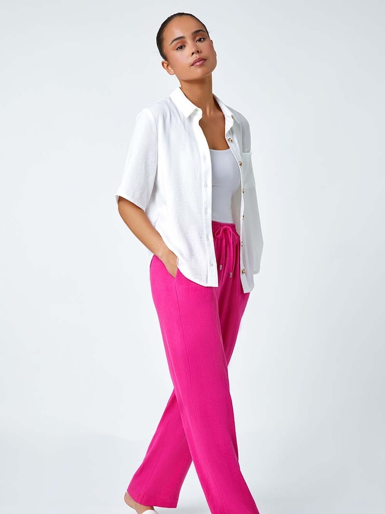 Roman Pink Petite Linen Mix Trousers - Image 2 of 5