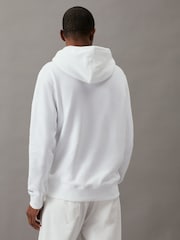 Calvin Klein White Cotton Blend Fleece Hoodie - Image 2 of 5