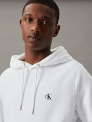 Calvin Klein White Cotton Blend Fleece Hoodie - Image 4 of 5