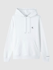 Calvin Klein White Cotton Blend Fleece Hoodie - Image 5 of 5