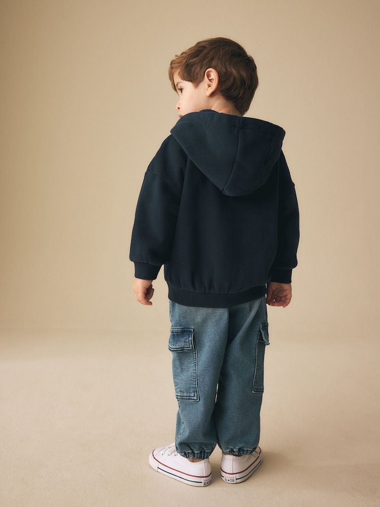 Navy Blue Zip Thru Hoodie (3mths-7yrs) - Image 2 of 4