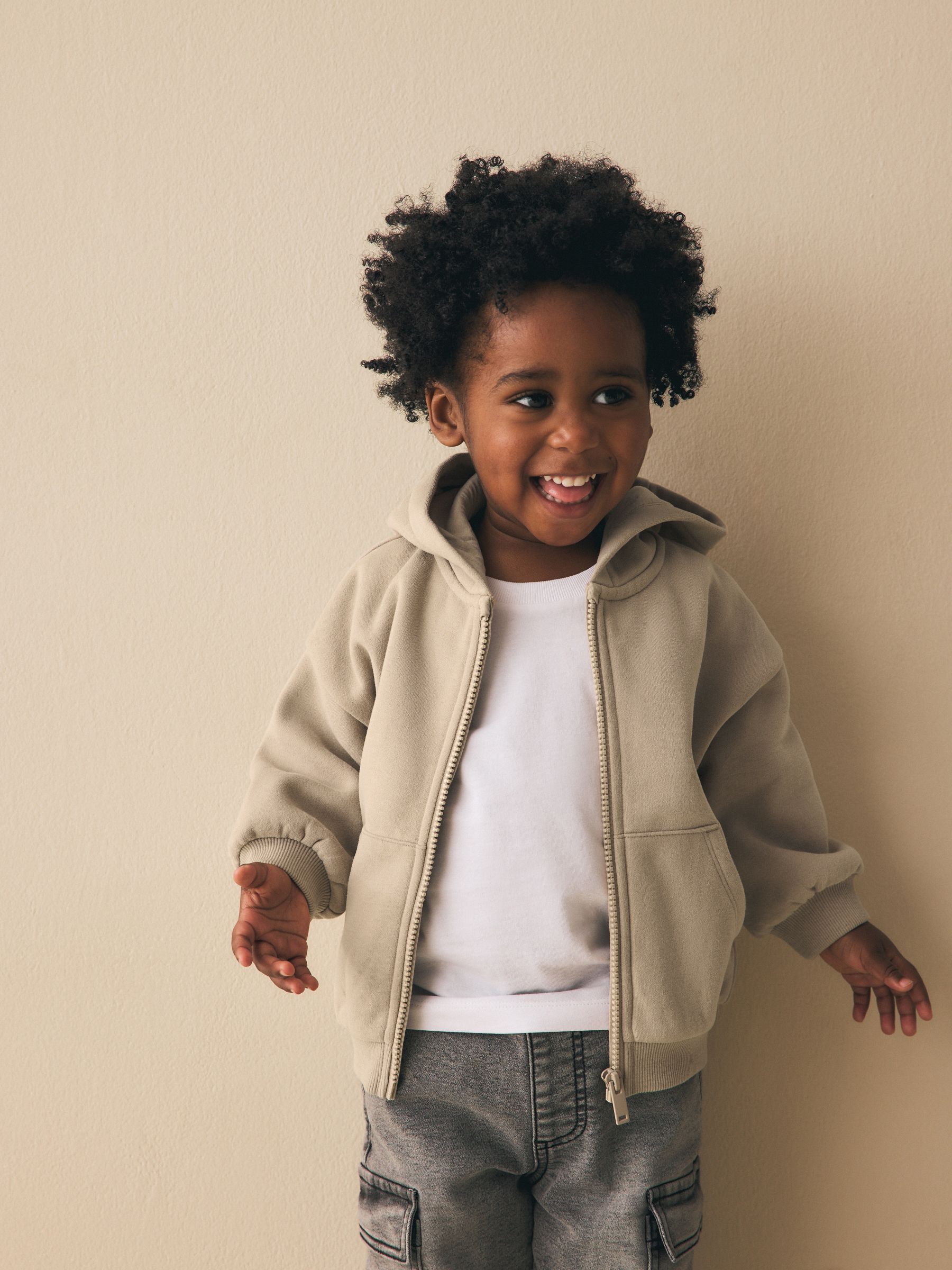 Buy Stone Neutral Zip Thru Hoodie (3mths-7yrs) from Next USA