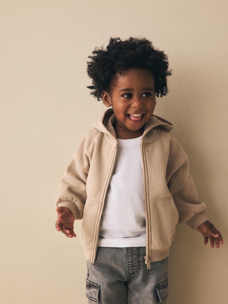 Stone Neutral Zip Thru Hoodie (3mths-7yrs) - Image 1 of 3