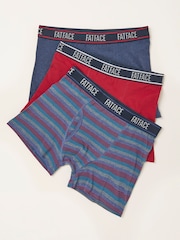 FatFace Red 3 Pack Stripe Boxers - Image 1 of 2