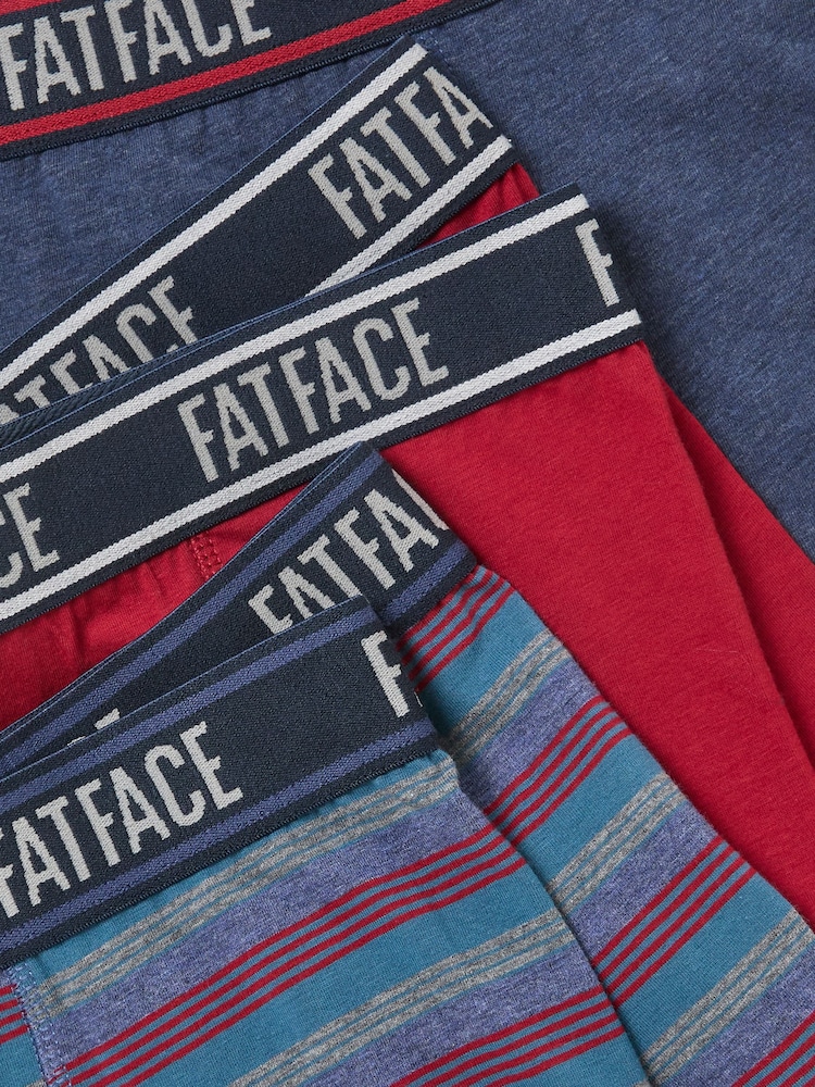 FatFace Red 3 Pack Stripe Boxers - Image 2 of 2 FatFace Red 3 Pack Stripe Boxers - Image 2 of 2