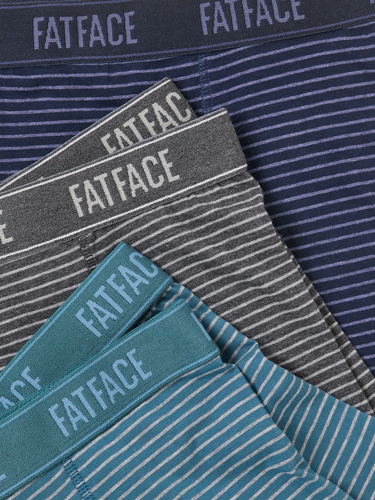 FatFace Grey 3 Pack Stripe Boxers - Image 2 of 2 FatFace Grey 3 Pack Stripe Boxers - Image 2 of 2