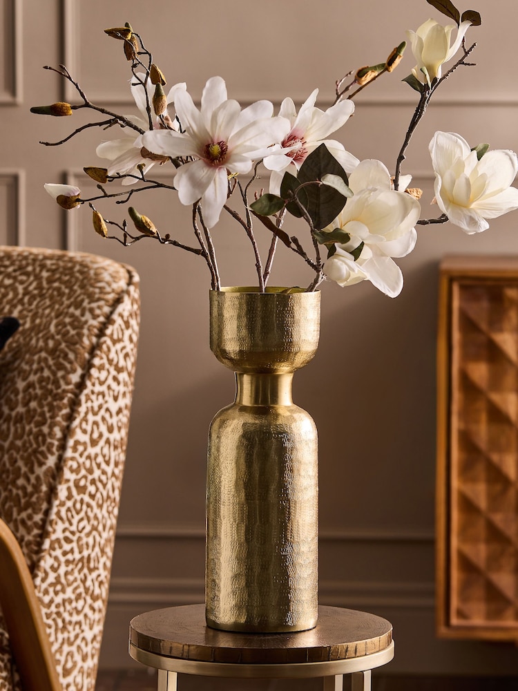 Gold Medium Metal Hammer Texture Vase - Image 1 of 3 Gold Medium Metal Hammer Texture Vase - Image 1 of 3