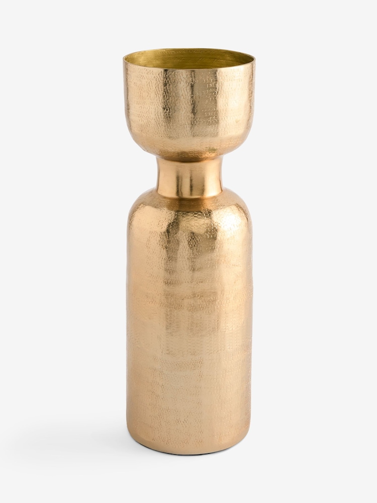 Gold Medium Metal Hammer Texture Vase - Image 3 of 3 Gold Medium Metal Hammer Texture Vase - Image 3 of 3