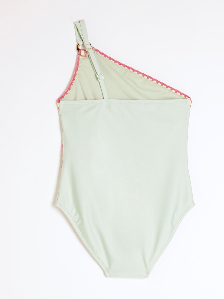 River Island Green Palm Placed Asymmetric Swimsuit - Image 4 of 4