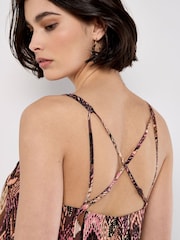 Apricot Brown Ikat A-Line Slip Dress - Image 3 of 4