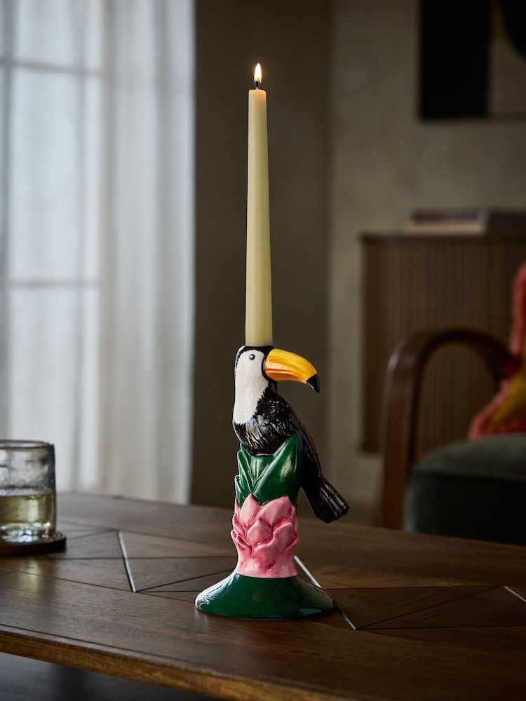 Green Toucan Ceramic Taper Candle Holder - Image 2 of 4 Green Toucan Ceramic Taper Candle Holder - Image 2 of 4